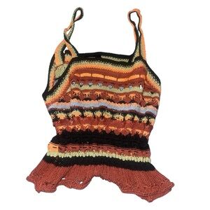 Cider Orange and Black Ruffled Cropped Camisole